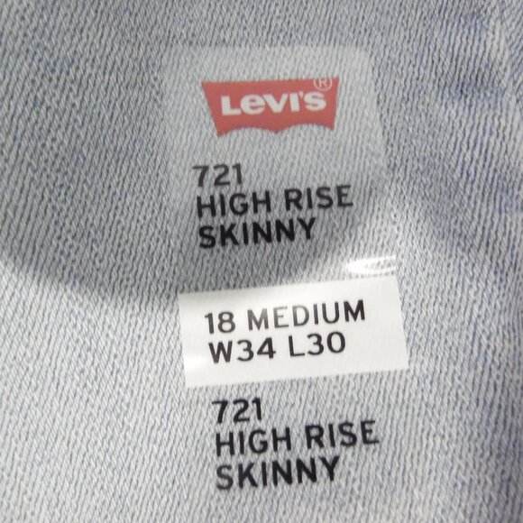 Levi's 721 High Rise Skinny Women's Size 18 M soft light wash NWT - Picture 13 of 14